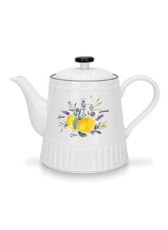 Fissman Tea Pot 1000ml, Lemon Provence Porcelain with Handle and Lid, Coffee Kettle, Suitable for Blooming Tea & Loose Leaf Tea  - Image 1