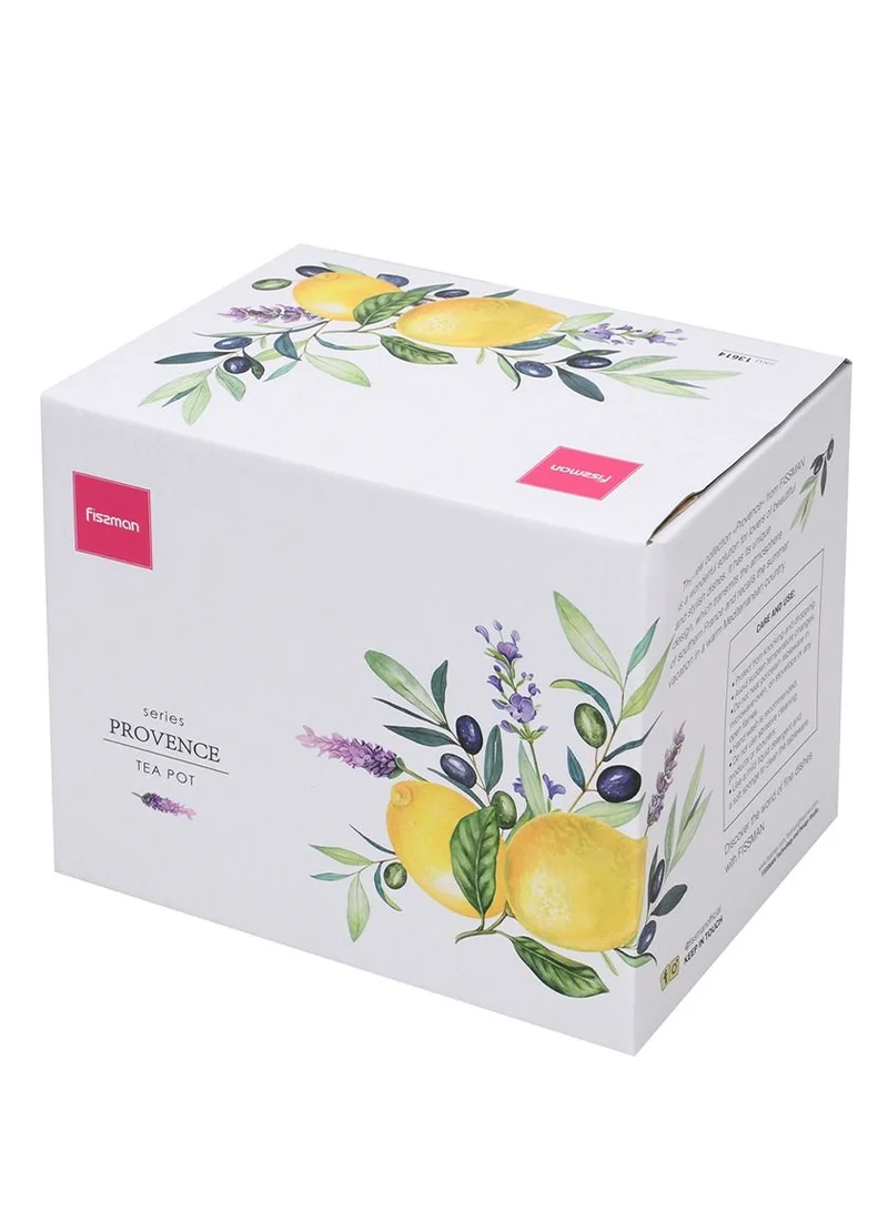 Fissman White Tea Pot 1000ml, Lemon Provence Porcelain with Handle and Lid, Coffee Kettle, Suitable for Blooming Tea & Loose Leaf Tea  | Best Price UAE