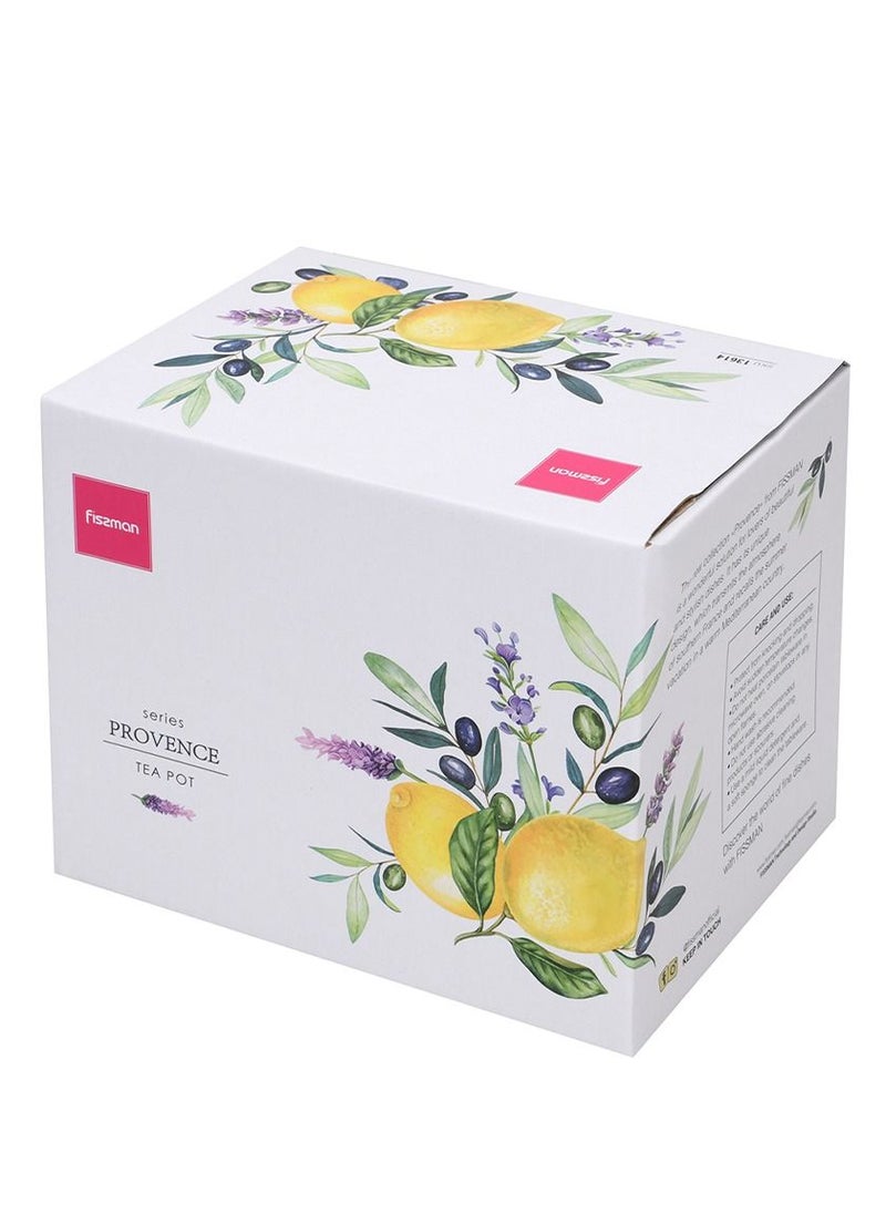 Fissman Tea Pot 1000ml, Lemon Provence Porcelain with Handle and Lid, Coffee Kettle, Suitable for Blooming Tea & Loose Leaf Tea  - Image 5