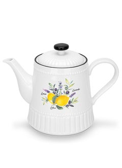 Fissman Tea Pot 1000ml, Lemon Provence Porcelain with Handle and Lid, Coffee Kettle, Suitable for Blooming Tea & Loose Leaf Tea  - Image 2
