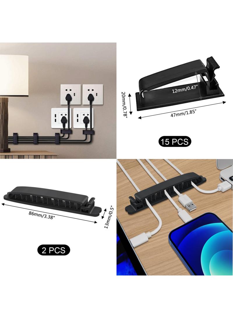 Bluejw 200 Pcs Cable Management Kit Incloud 4 Cable Sleeves 37 Cable Clips 7 Cable Holders 10 Zip Tie Mounts 20 Cable Clip Nails 100 Cable Fastening Ties 20+2 Roll Cable Straps For TV Pc Computer - Image 3