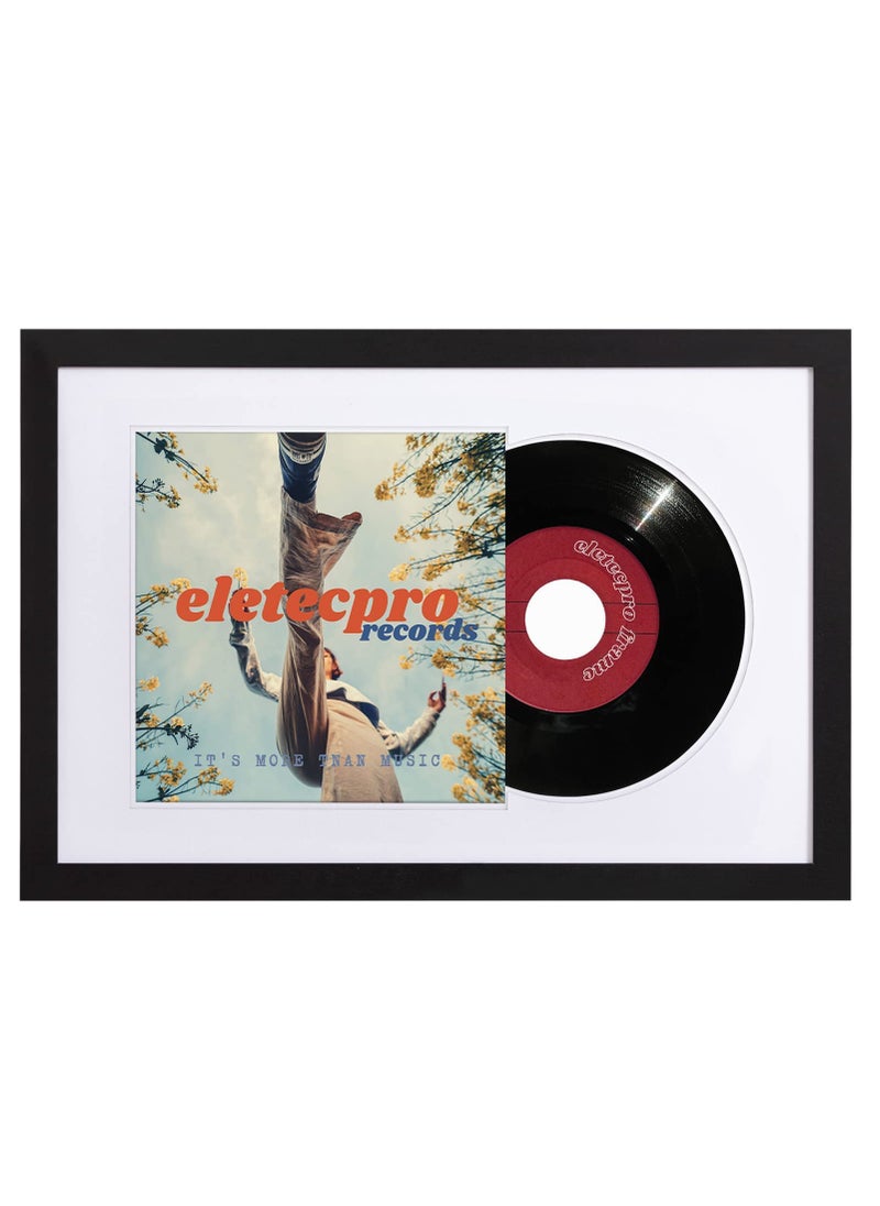 eletecpro eletecpro Record Frame 16x24 Inches with 2 Double Sided Mats Black  White Jukebox Album Frames for 12x12 LP Covers Vinyl Record Display Wall Mounting Home Decor Black Picture Frame 