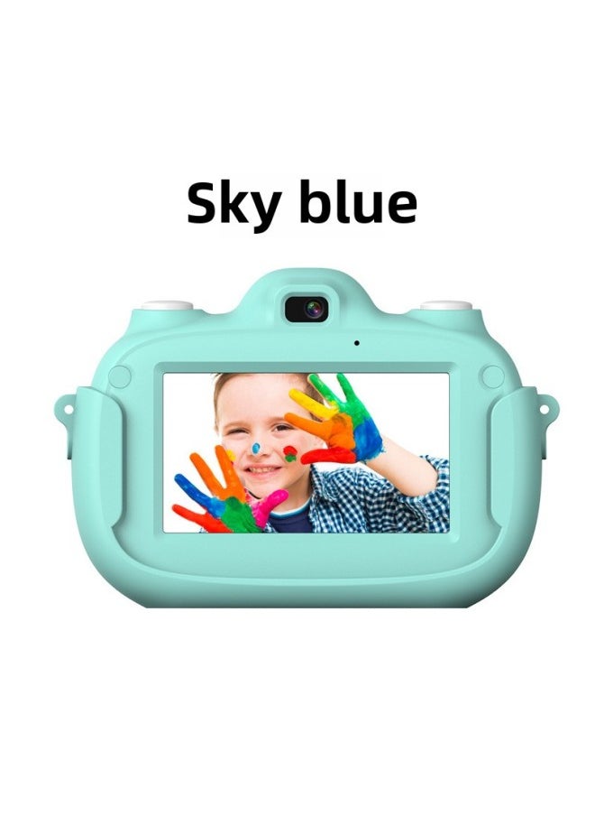Generic Source Manufacturers Touch Screen Children's Camera 2800W Small SLR Dual Lens Digital Camera-Body Color:A5 Blue (with Silicone Cover And No Memory Card)  - Image 1