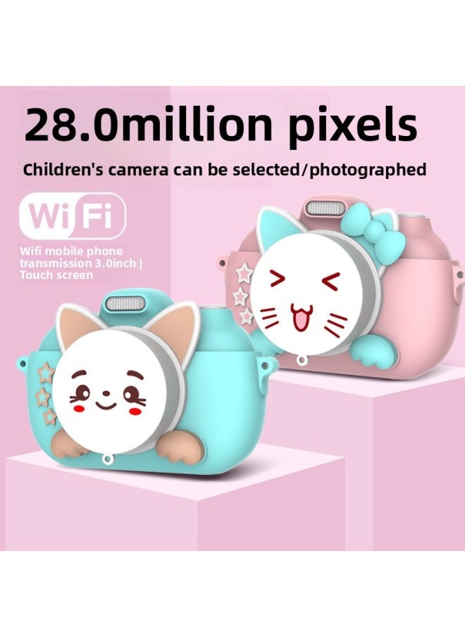 Generic Source Manufacturers Touch Screen Children's Camera 2800W Small SLR Dual Lens Digital Camera-Body Color:A5 Blue (with Silicone Cover And No Memory Card)  - Image 3