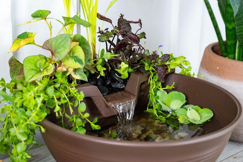 Aquascape Aquascape AquaGarden Tabletop Desktop Fountain Kit with Waterfall Meditation Relaxation Mocha  - Image 2