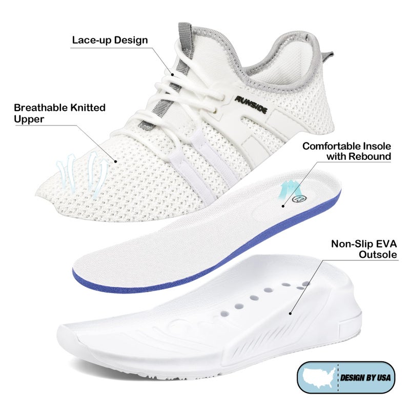 RUNSIDE Boys Girls Tennis Shoes Kids Lightweight Breathable Sneakers Lace-up Running Athletic Shoes for Toddler/Little Kid/Big Kid White - Image 5