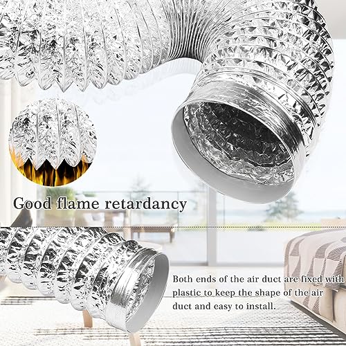 Omont Dryer Vent Hose 4 Inch 5FT Flexible Dryer Ducting Tube Air Duct Aluminum Insulated Flex Hose Kit Indoor Outdoor - Image 5