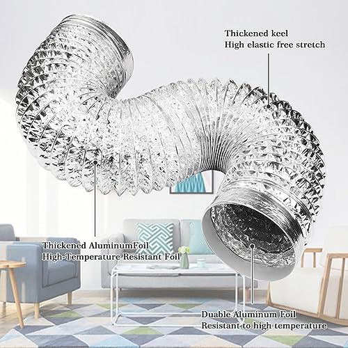 Omont Dryer Vent Hose 4 Inch 5FT Flexible Dryer Ducting Tube Air Duct Aluminum Insulated Flex Hose Kit Indoor Outdoor - Image 4