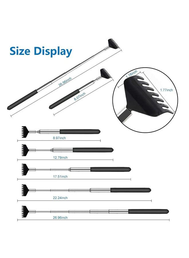 4 قطع من أدوات خدش الظهر المعدنية القابلة للتمديد والمحمولة، قضيب تلسكوبي أنيق من الفولاذ المقاوم للصدأ مضاد للسقوط، أداة تدليك للجسم، أدوات خدش الظهر بمقبض بلاستيكي (أحمر+أصفر+أرجواني+أسود) - Image 2