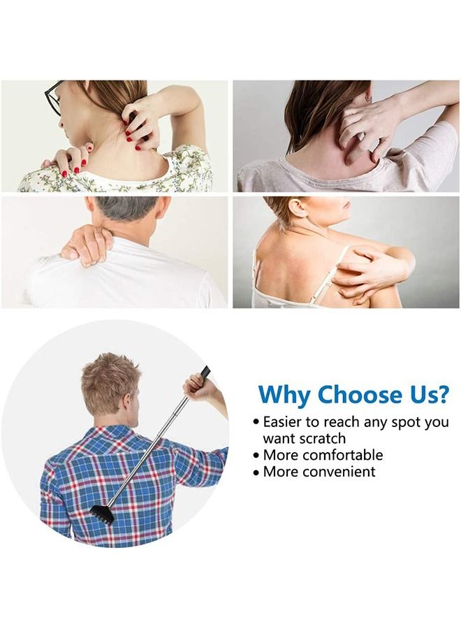 4 قطع من أدوات خدش الظهر المعدنية القابلة للتمديد والمحمولة، قضيب تلسكوبي أنيق من الفولاذ المقاوم للصدأ مضاد للسقوط، أداة تدليك للجسم، أدوات خدش الظهر بمقبض بلاستيكي (أحمر+أصفر+أرجواني+أسود) - Image 4