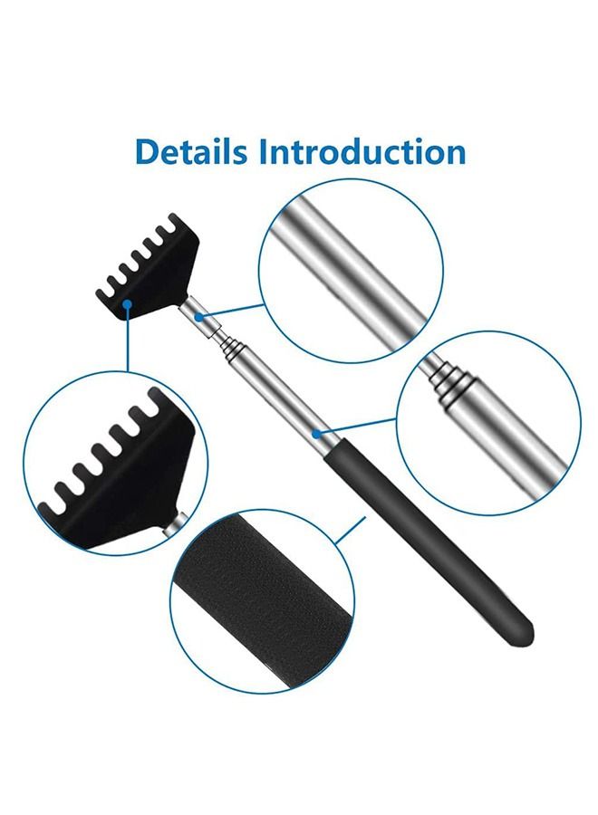 4 قطع من أدوات خدش الظهر المعدنية القابلة للتمديد والمحمولة، قضيب تلسكوبي أنيق من الفولاذ المقاوم للصدأ مضاد للسقوط، أداة تدليك للجسم، أدوات خدش الظهر بمقبض بلاستيكي (أحمر+أصفر+أرجواني+أسود) - Image 3