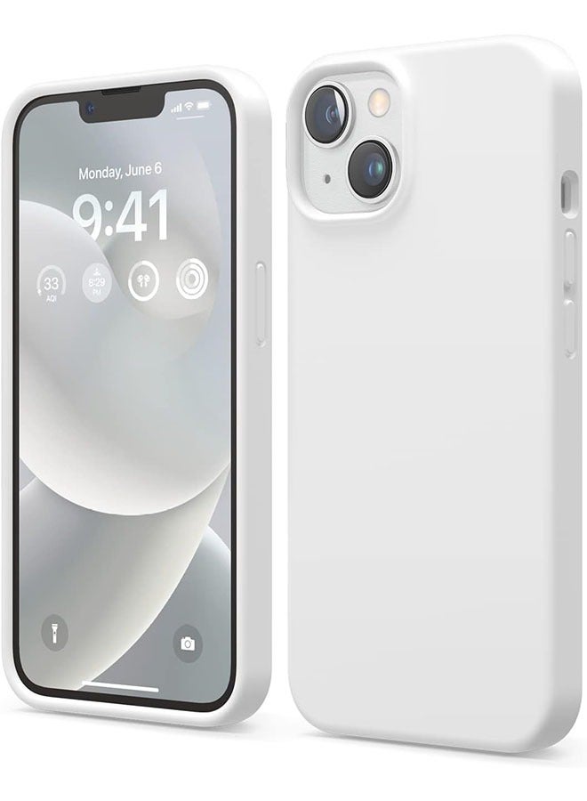 1 pcs iPhone 14 Case, Liquid Silicone Case, Full Body Protective Cover, Shockproof, Slim Phone Case, Anti-Scratch Soft Microfiber Lining, 6.1 inch (White) - Image 1