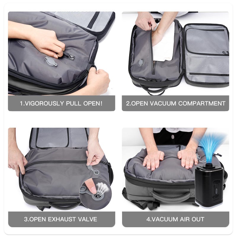 BANGE Backpack with Anti-Theft Vacuum Compression Travel Backpack,Expandable Backpacks with Pump for Airplanes - Image 3