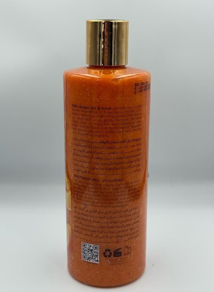 Berg Berg Natural Orange & Watermelon Shower Gel & Scrub – Vitamin C + E Exfoliating Cleanser for Soft, Radiant Skin (500 ml) - Image 2