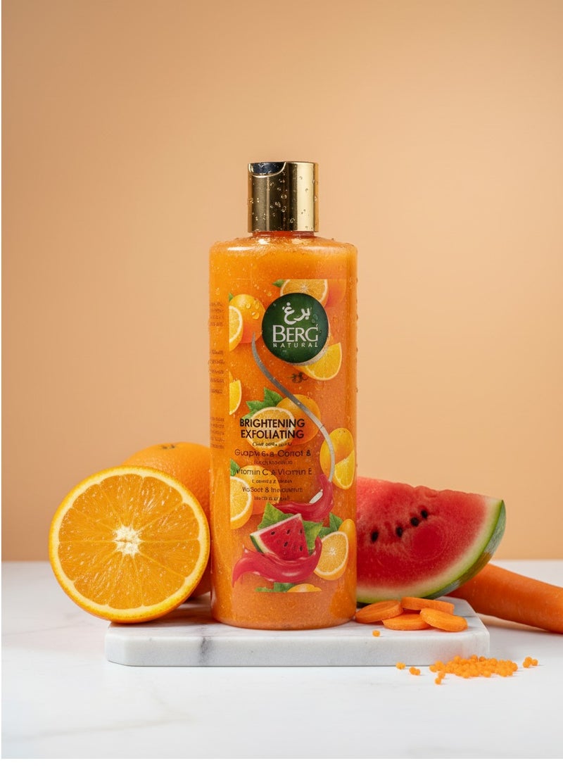 Berg Natural Orange & Watermelon Shower Gel & Scrub – Vitamin C + E Exfoliating Cleanser for Soft, Radiant Skin (500 ml) - Image 1