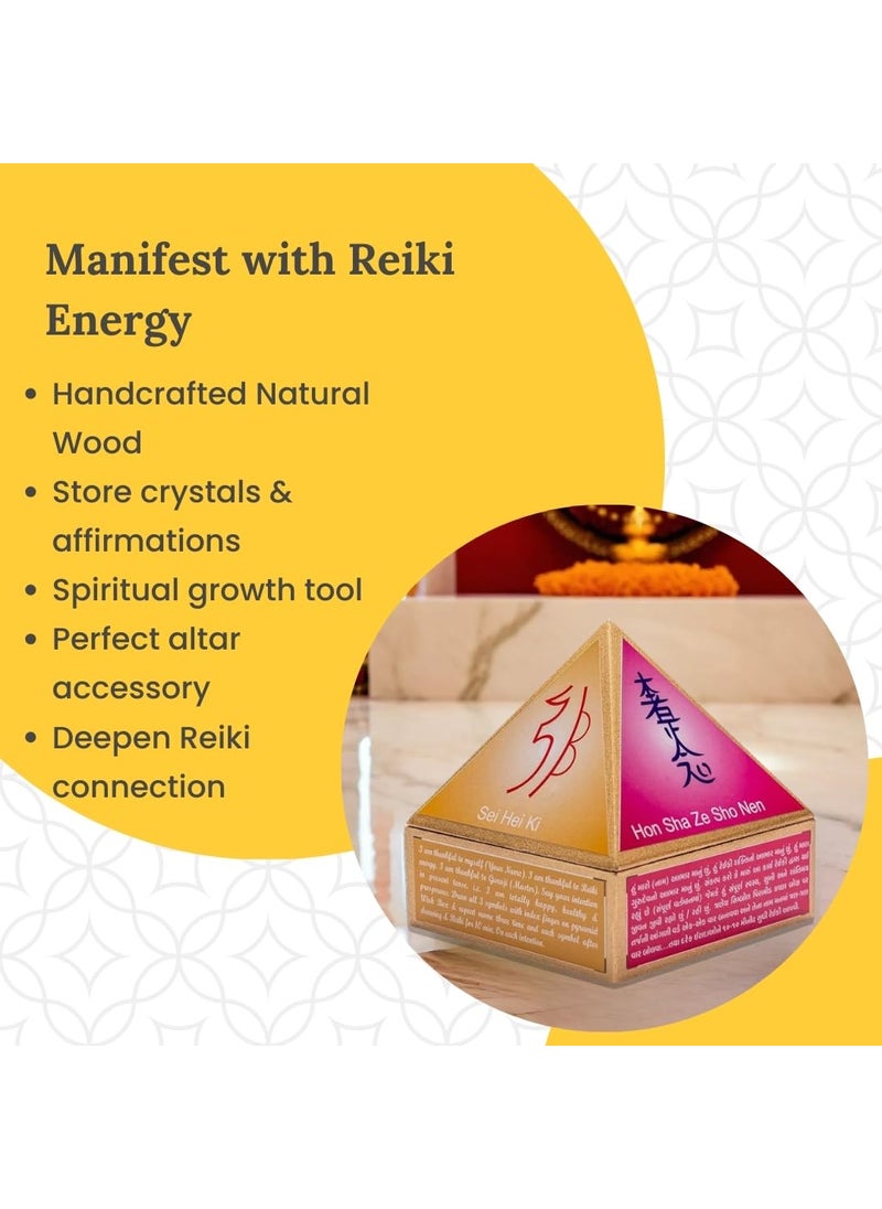 Plus Value Plus Value Feng Shui Vastu Reiki Symbol Wooden Wish Box Cho Ku Rei Cash Box Pyramid Storing Crystals Jewellery Spiritual Gifting Size 4 Inches  - Image 3