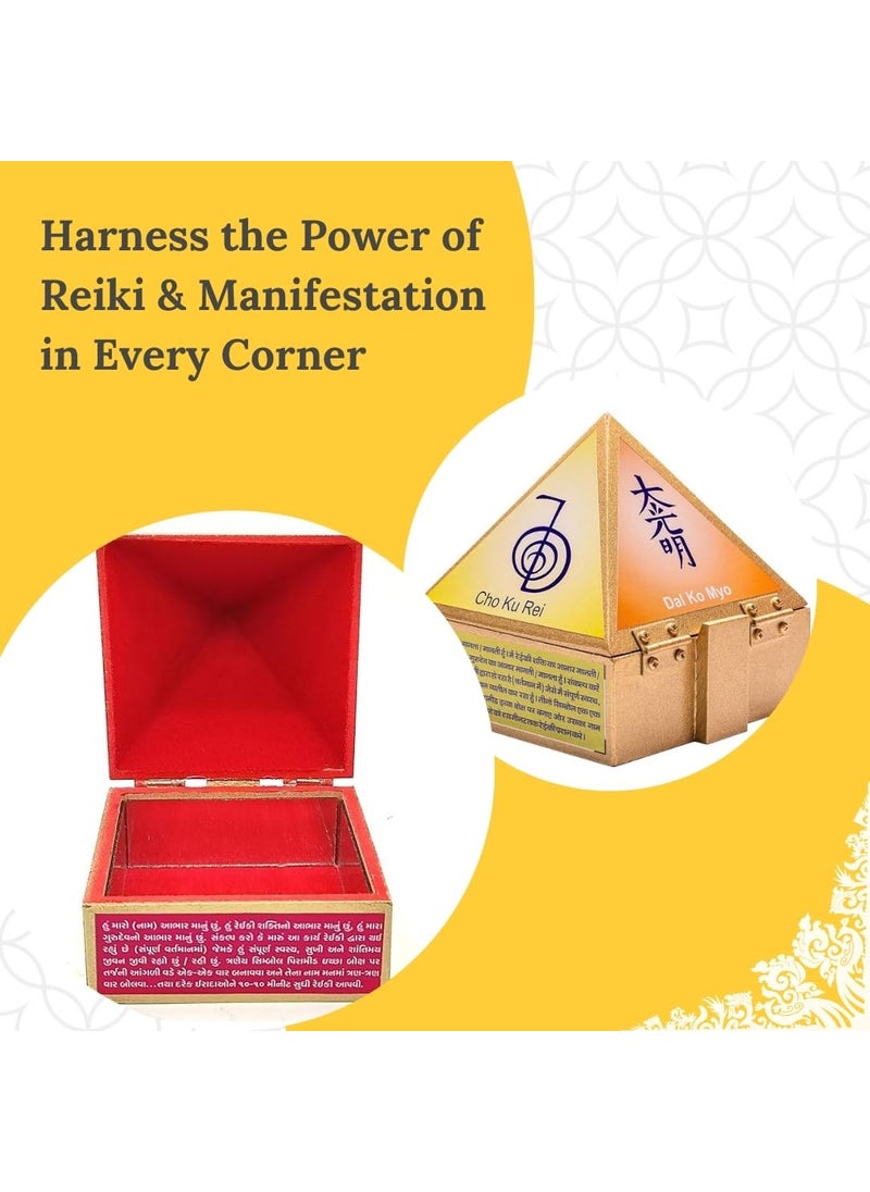 Plus Value Plus Value Feng Shui Vastu Reiki Symbol Wooden Wish Box Cho Ku Rei Cash Box Pyramid Storing Crystals Jewellery Spiritual Gifting Size 4 Inches  - Image 2