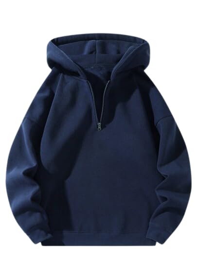 Trillion Half Zipper Hoodies for Men | Sweatshirt for Men Navy Blue - Image 1