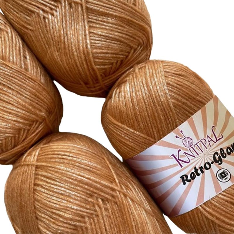 RetroGlam Gold Metallic Yarn for Crocheting 4Pack 1280Yds 400G Free Patterns Sparkle Yarn for Knitting 3 DK Light Worsted Weight Rose Gold