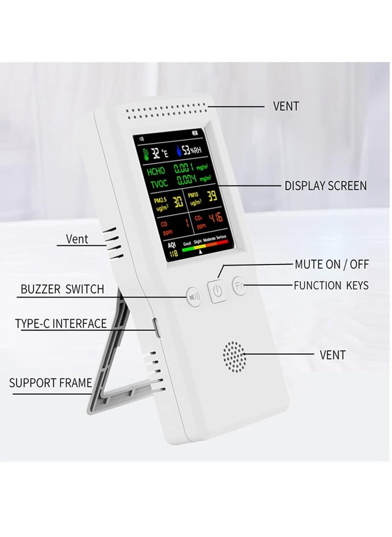 General - 9 in 1 Air Quality Detector LCD Display PM2.5 PM10 HCHO TVOC CO CO2 Temperature and Humidity Multifunctional Air Quality Monitor - Image 1