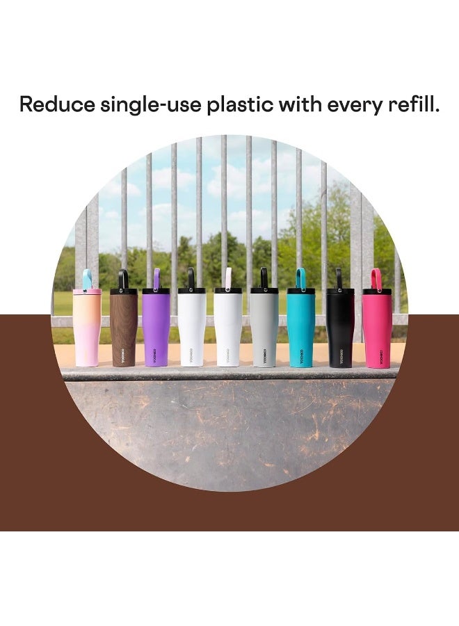 Corkcicle Go Cup XL Insulated Tumbler with Lid and Straw, Walnut Wood, 30 oz – Reusable Water Bottle Keeps Beverages Cold for 12hrs – Cupholder Friendly Tumbler, Leak-Proof Design - Image 5