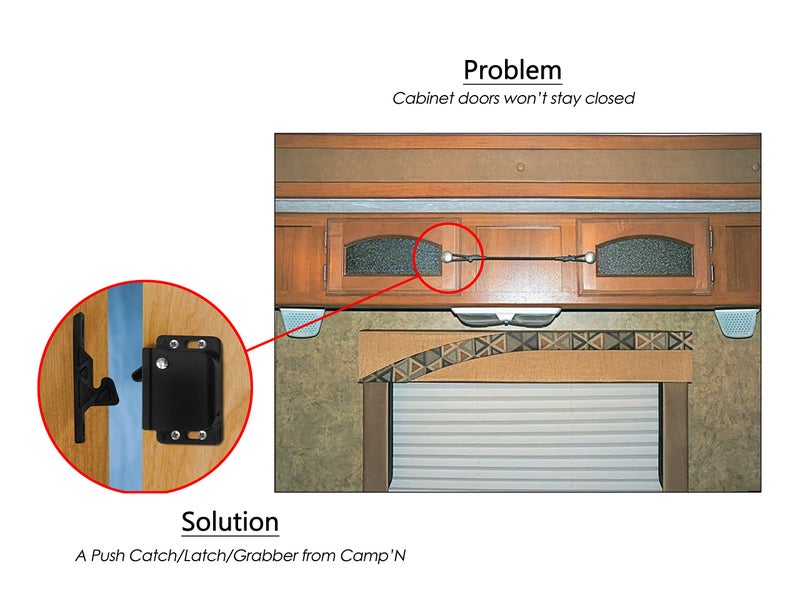Camp'N 4 Pack RV Cabinet Door Latch - Easy to Install OEM RV Drawer Latches and Catches - Push Latch and Catch for Cabinets in Trailers and Motorhomes - Image 2