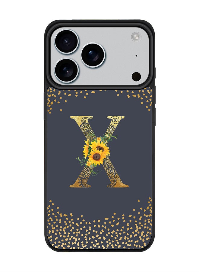 Stylizedd iPhone 17 Pro Case, [Compatible with MagSafe] Slim Magnetic cover Phone Case iPhone 17 Pro -Custom Floral Monogram - X  (Grey ) - Image 1
