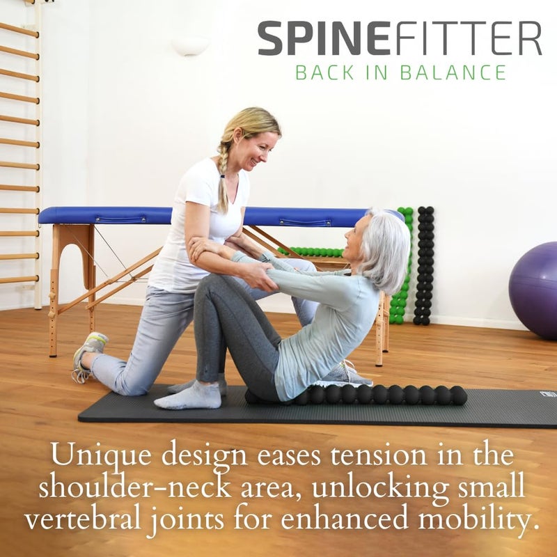 Balanced Body سباينفيتر من سيسيل جهاز تمديد الظهر كراكر الظهر لتخفيف آلام الظهر العلوي والسفلي جهاز فك الضغط الفقري لتخفيف آلام الظهر مصحح الوضعية مثالي لليوغا والبيلاتس باللون الأسود - Image 3