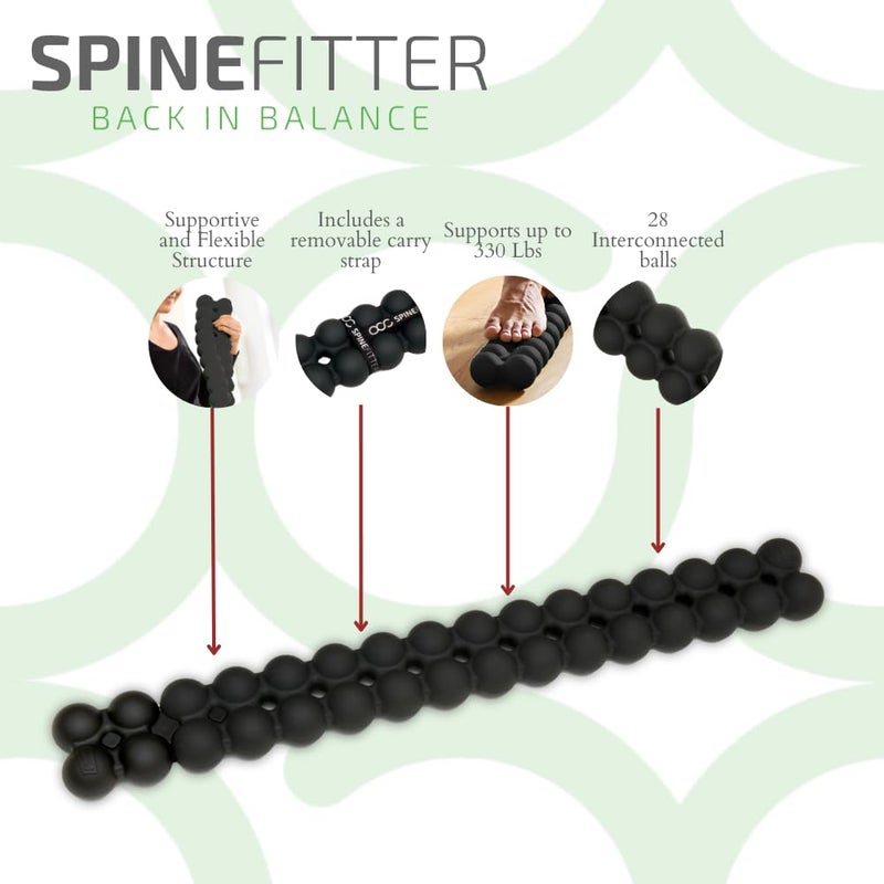 Balanced Body سباينفيتر من سيسيل جهاز تمديد الظهر كراكر الظهر لتخفيف آلام الظهر العلوي والسفلي جهاز فك الضغط الفقري لتخفيف آلام الظهر مصحح الوضعية مثالي لليوغا والبيلاتس باللون الأسود - Image 4