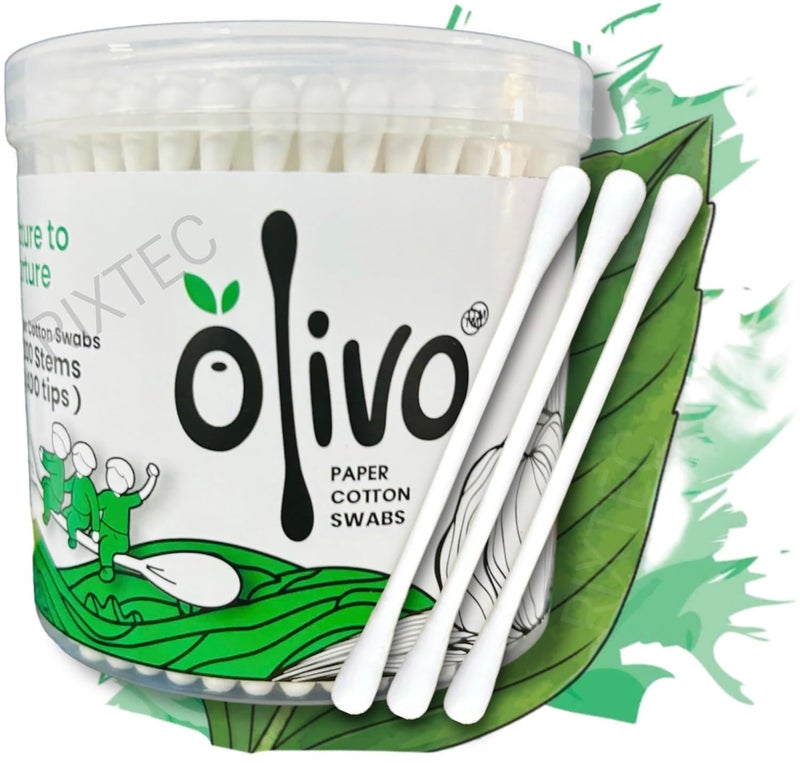 عصي قطنية من ورق ETSAP بريميوم 100% قطن ناعم (أبيض) 200 عصا (عبوة من 2)