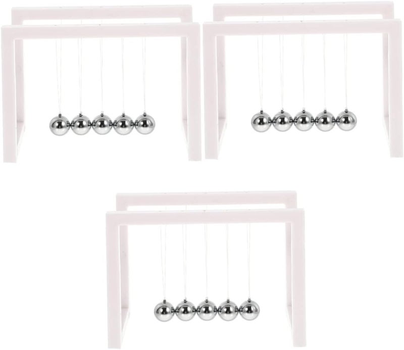 klarako 3pcs Swing Toy Ball Newtons Balance Pendulum Physics Gadget White Mechanics Drawing Steel Adornment Base with Interesting Decorations for Room Desk Toys Decor Home Scientific - Image 1