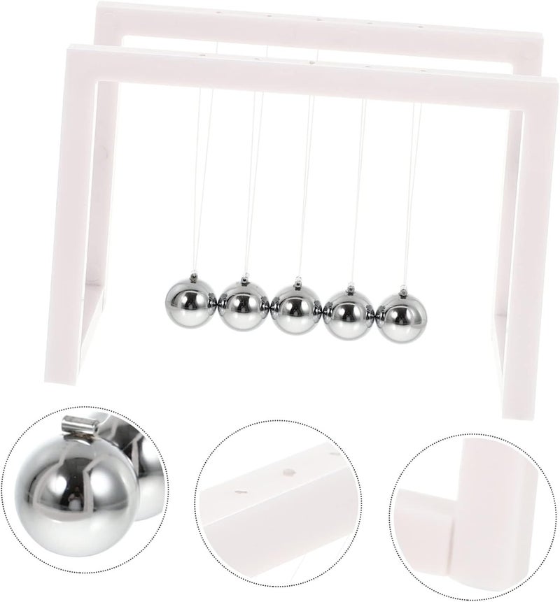 klarako 3pcs Swing Toy Ball Newtons Balance Pendulum Physics Gadget White Mechanics Drawing Steel Adornment Base with Interesting Decorations for Room Desk Toys Decor Home Scientific - Image 5