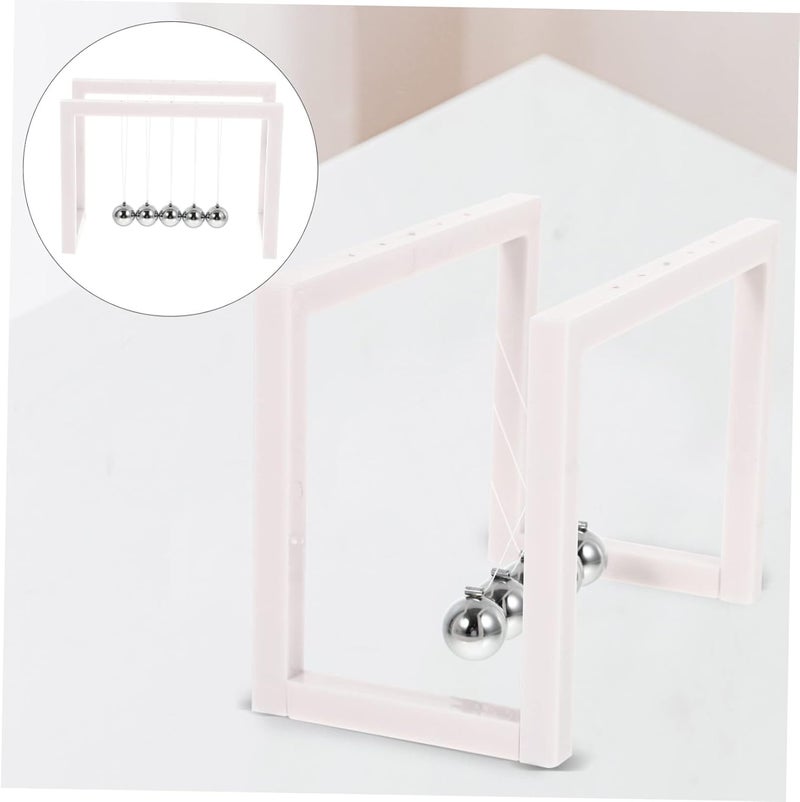 klarako 3pcs Swing Toy Ball Newtons Balance Pendulum Physics Gadget White Mechanics Drawing Steel Adornment Base with Interesting Decorations for Room Desk Toys Decor Home Scientific - Image 2