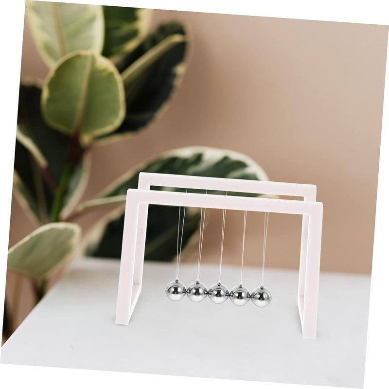 klarako 3pcs Swing Toy Ball Newtons Balance Pendulum Physics Gadget White Mechanics Drawing Steel Adornment Base with Interesting Decorations for Room Desk Toys Decor Home Scientific - Image 4