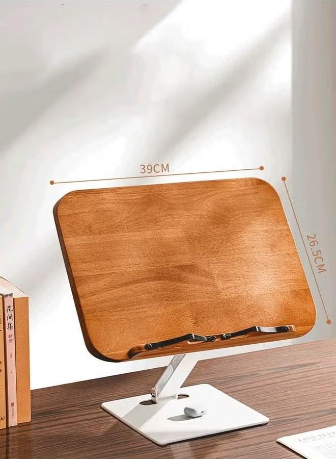 XiuWoo Hands Free Book Stand, Desktop Book Stands Wooden Book Holders with 2 Spring Clips, Adjustable Height and Angle Foldable Desk Table Bookstand for Tablet Recipes Textbook Cookbook MusicBook - Image 2