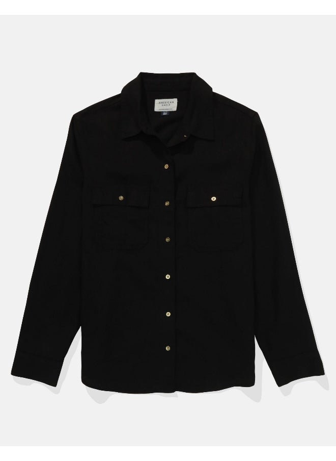 American Eagle - AE Weekend Vibes Long-Sleeve Button-Up Shirt - Image 1