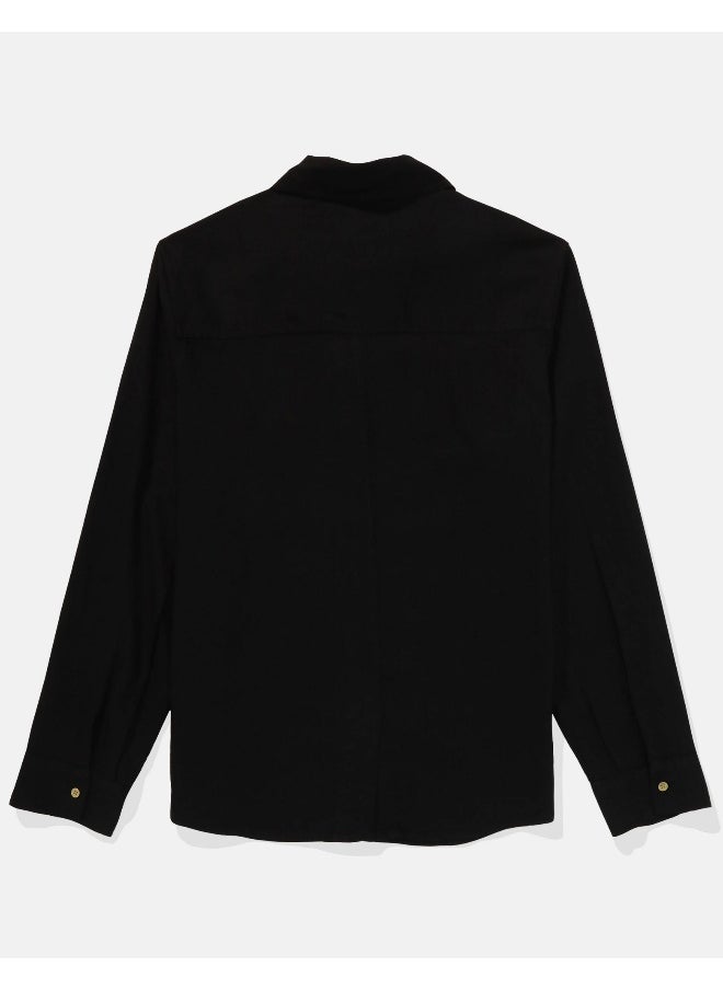 American Eagle - AE Weekend Vibes Long-Sleeve Button-Up Shirt - Image 1
