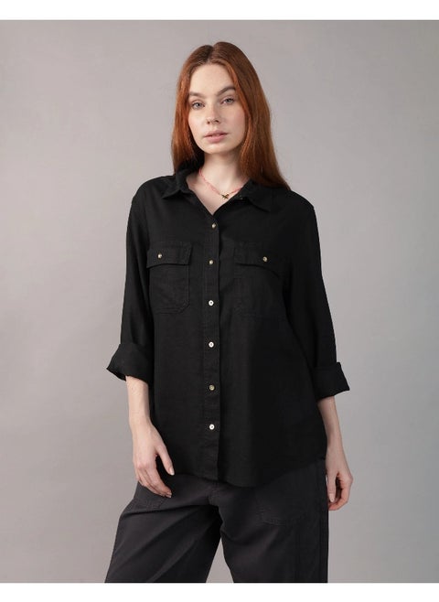 AE Weekend Vibes Long-Sleeve Button-Up Shirt