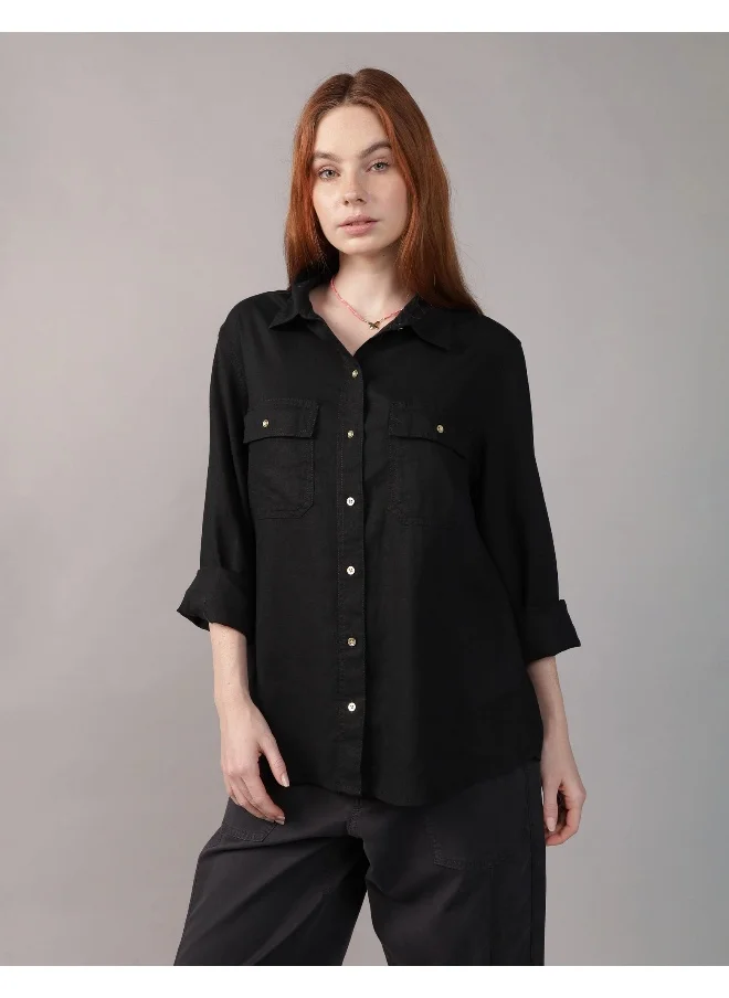 American Eagle AE Weekend Vibes Long-Sleeve Button-Up Shirt