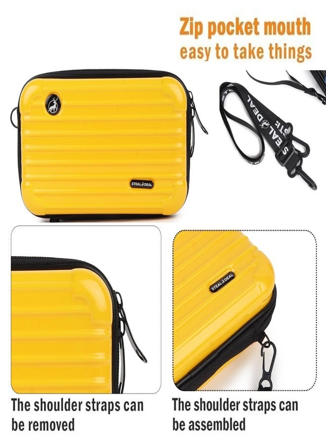 Stealodeal Hard Shell Mini Travel Organizer Case with Wrist Strap - Shockproof Zipper Pouch for Electronics, Cables, Earbuds, Cosmetics & Accessories (Yellow) - Image 4