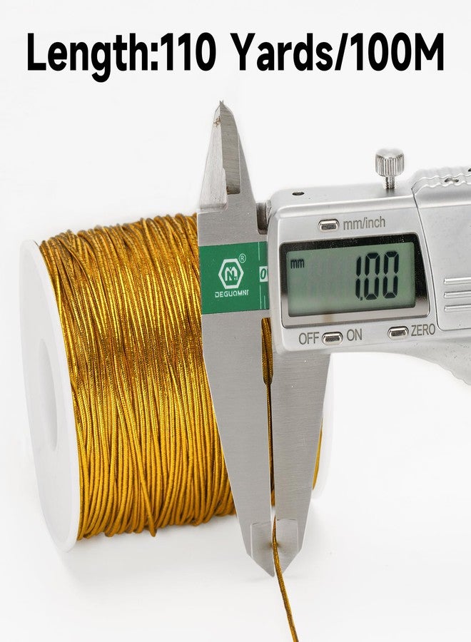 KINGLAKE Gold Elastic Cord, 110 Yards x 1MM Metallic Stretch Cord Ribbon for Bracelets, Gift Wrapping, Crafts, Ornaments Hanging, Jewelry Making, Decorations - Image 2