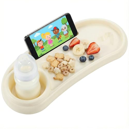 Li & Zhao Li&Zhao Universal Stroller Snack Tray 3-in-1 Detachable Stroller Snack Tray Attachment with Secure Phone Holder, Spill-Proof Cup Holders Compartments, Easy-Clean Universal Snack Tray for Stroller - Image 1
