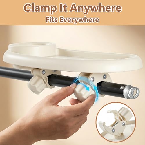 Li & Zhao Li&Zhao Universal Stroller Snack Tray 3-in-1 Detachable Stroller Snack Tray Attachment with Secure Phone Holder, Spill-Proof Cup Holders Compartments, Easy-Clean Universal Snack Tray for Stroller - Image 5
