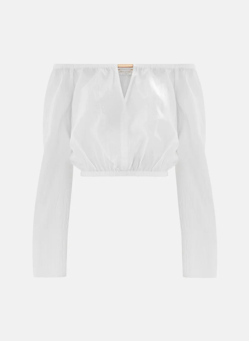 ليتشي بلوزة مفتوحة الكتفين من قماش منسوج