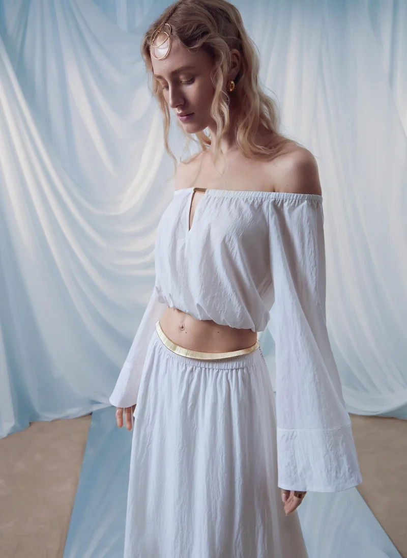 Lichi  Open-shoulder blouse in textured fabric for Women | Best Price UAE