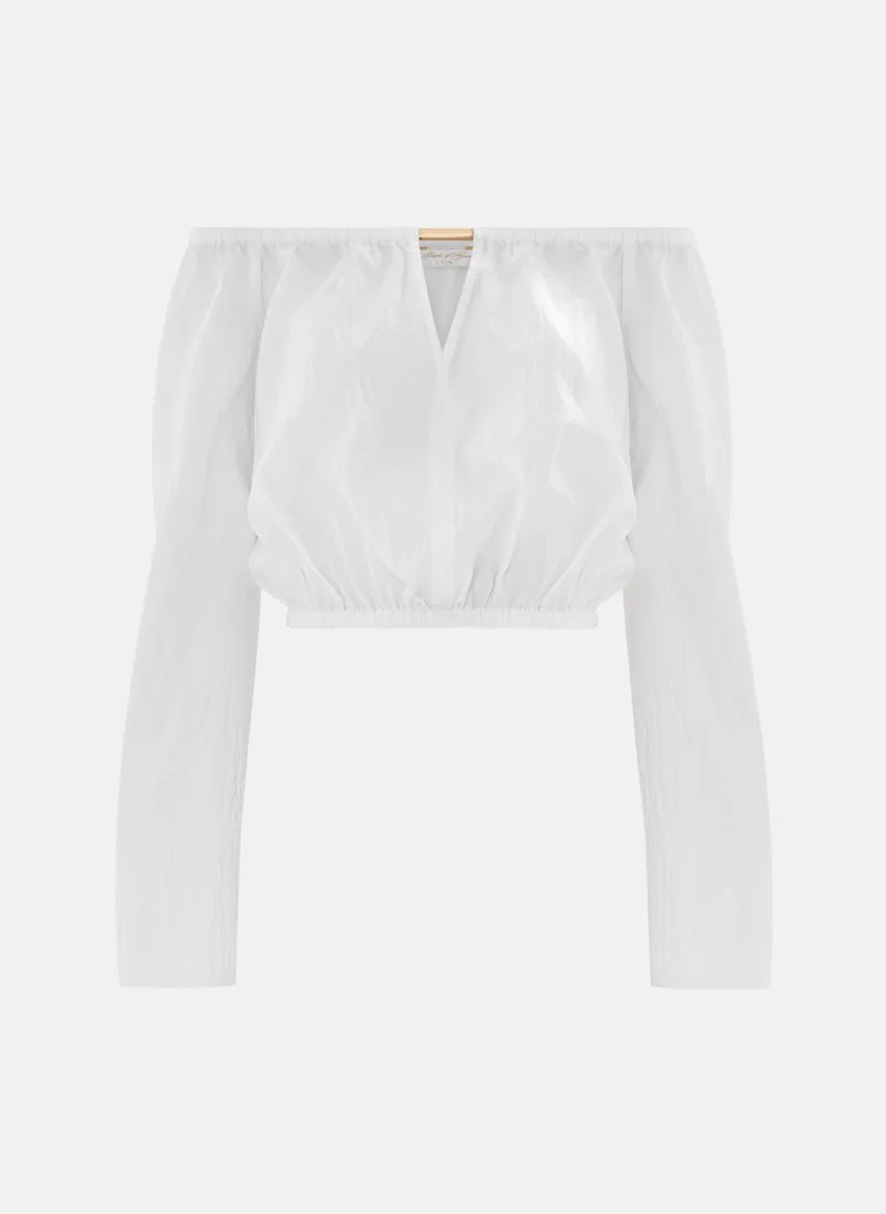 ليتشي بلوزة مفتوحة الكتفين من قماش منسوج