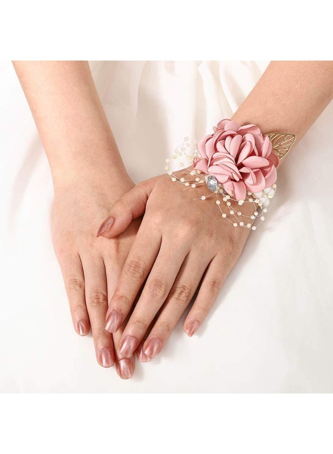 Wrist Flower and Corsage Rose Wrist Wedding Bridal Wrist Corsage Men Boutonniere Hand Flowers for Wedding Prom Party - Image 4