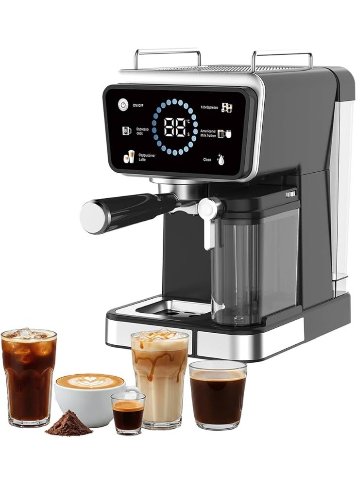 5-in-1 Espresso Coffee Machine with Milk Frother, 20 Bar Pressure, Touch Panel Hot & Cold Brew Latte & Cappuccino Maker, 1350W Barista Coffee Machine - Image 5