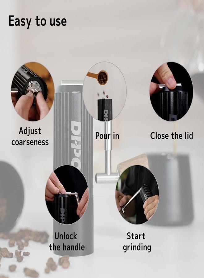 DHPO Sky-Two Manual Coffee Grinder With 7 Axis Stainless Steel Conical Burr Mill, Portable Hand Coffee Grinder With Foldable Handle For Espresso, Drip, French Press, Camping, Travel, Home, Black - Image 5