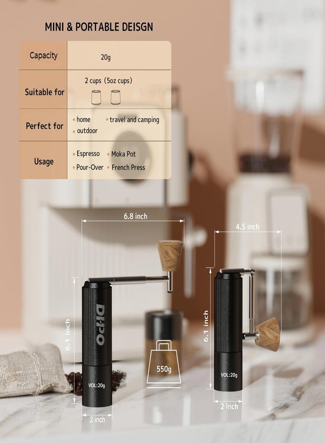 DHPO Sky-Two Manual Coffee Grinder With 7 Axis Stainless Steel Conical Burr Mill, Portable Hand Coffee Grinder With Foldable Handle For Espresso, Drip, French Press, Camping, Travel, Home, Black - Image 2